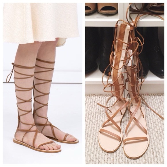 ZARA-tall Leather gladiator sandals - Picture 2 of 8